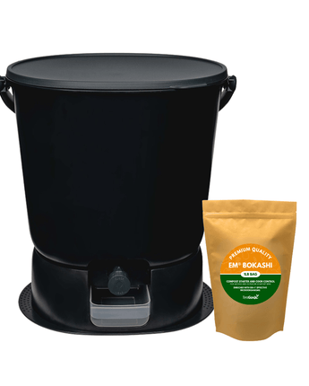 TeraGanix Bokashi Compost Bin 1 Bucket + FREE 1 lb bag of EM® Bokashi / Black The Essential Bokashi Compost Bin Starter Kit, 4.4 gal